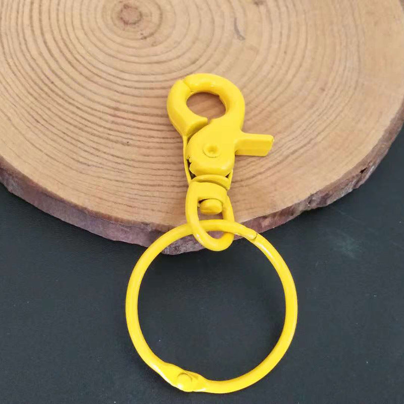 Wholesale 20pcs of Colored Painted Circular Alloy Buckle Keychain DIY Accessories